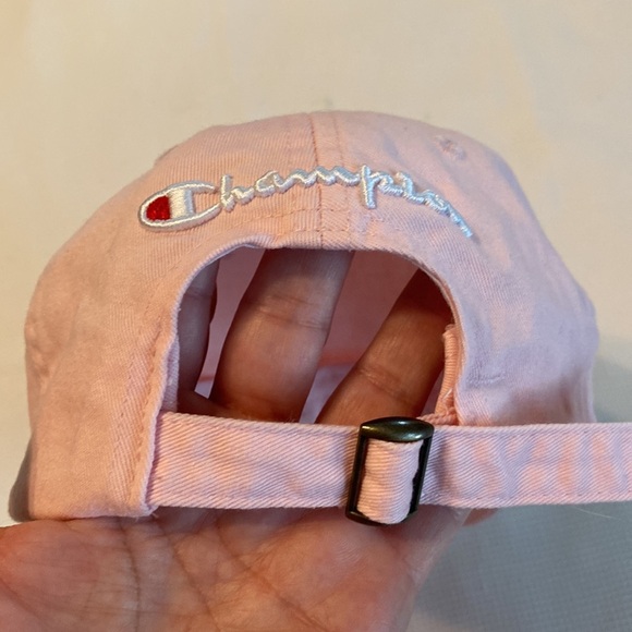 Champion Logo Spell out Baseball Hat Strap Back Adjustable Pink Color - Picture 10 of 12